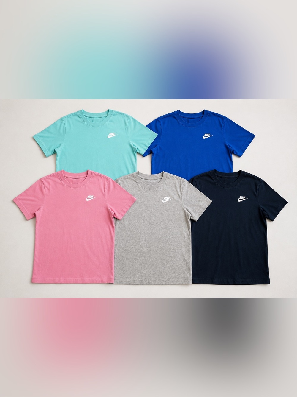 Nike Kids Short-Sleeve Tee 5-Pack in Pink, Aqua, Royal, Gray & Navy Size Large